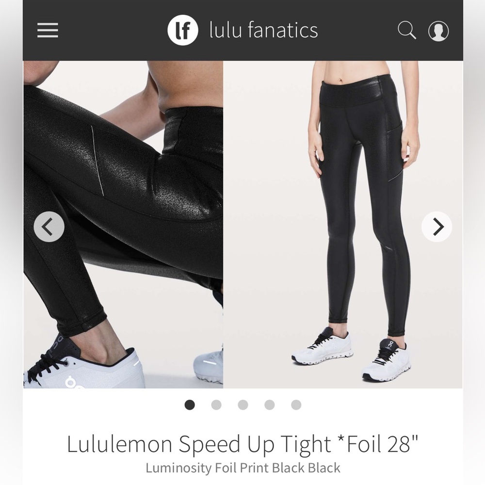 Lululemon Speed Up Tight *Foil 28” Luminosity Foil Print Black EUC